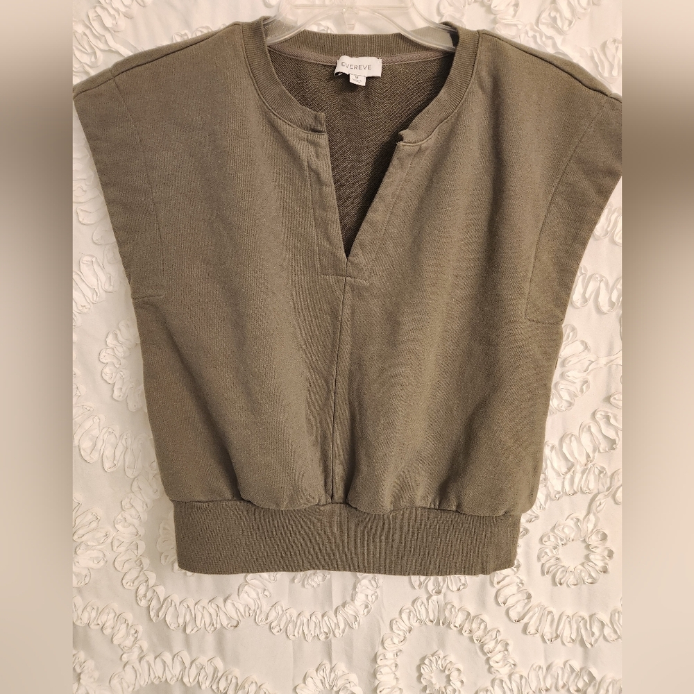 Evereve Olive Green Sleeveless Sweatshirt Pullover